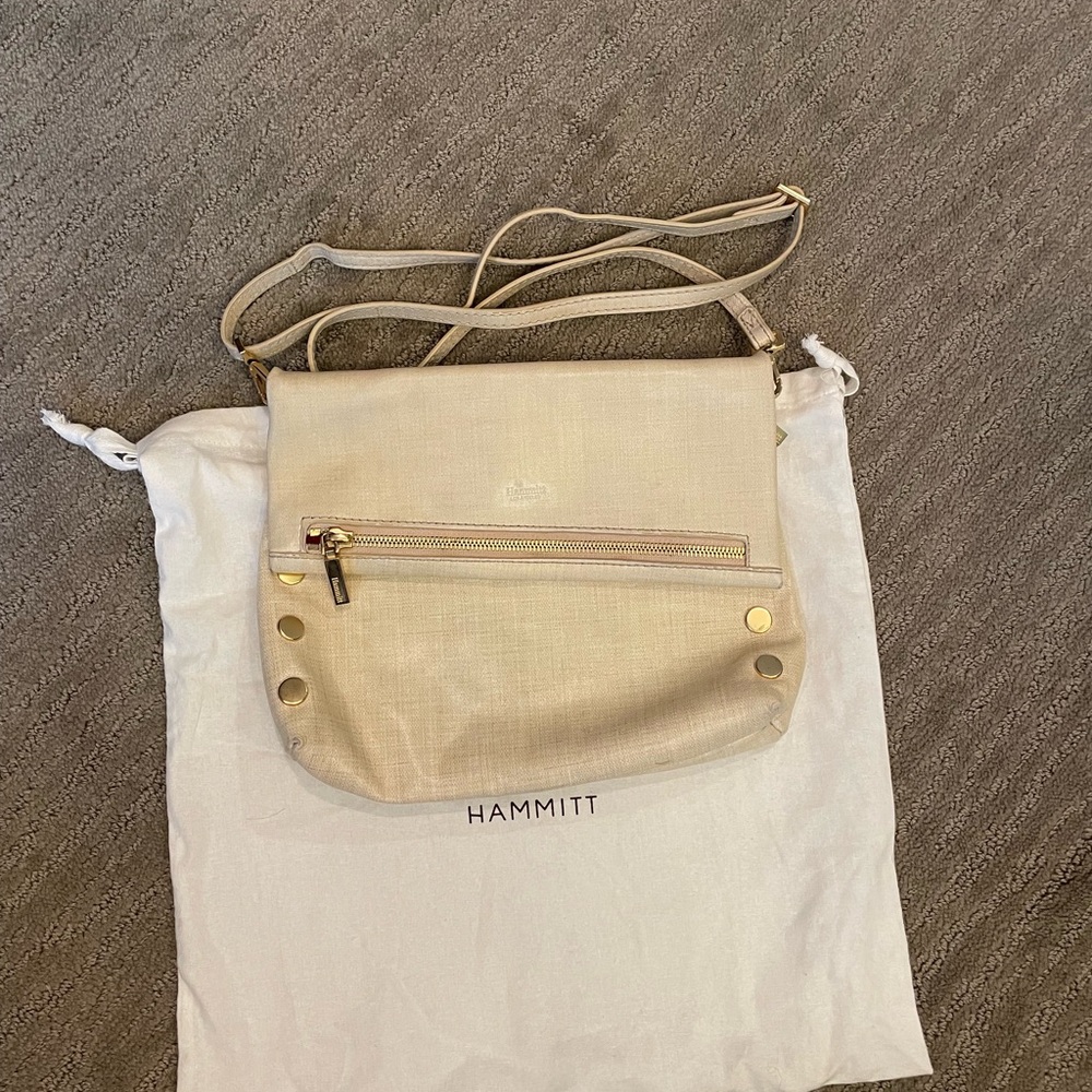 Hammitt Beige Crossbody Bag with Gold Accents
